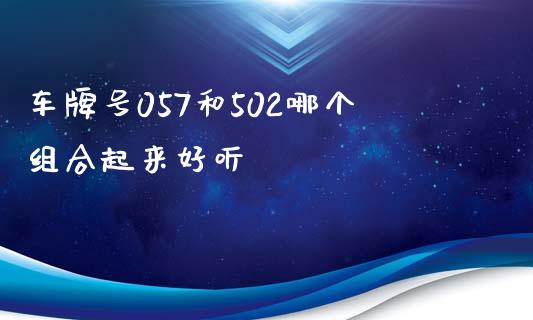 车牌号057和502哪个组合起来好听_https://m.qdlswl.com_恒生指数直播喊单_第1张