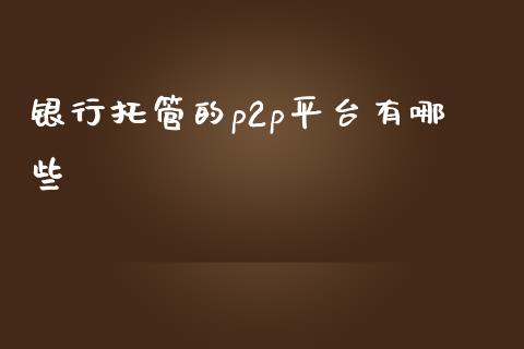 银行托管的p2p平台有哪些_https://m.qdlswl.com_恒生指数直播喊单_第1张