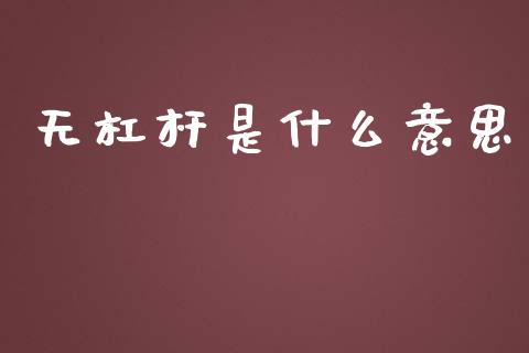 无杠杆是什么意思_https://m.qdlswl.com_纳指直播_第1张