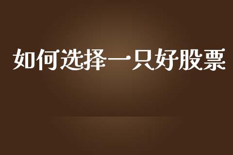 如何选择一只好股票_https://m.qdlswl.com_恒指在线直播间_第1张