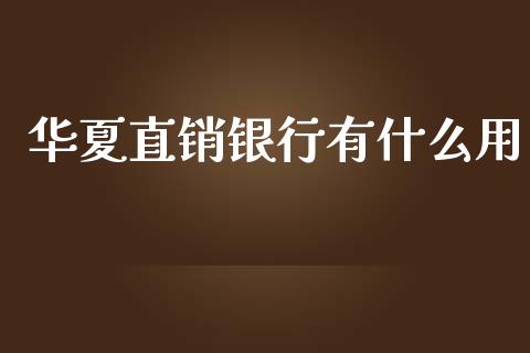 华夏直销银行有什么用_https://m.qdlswl.com_恒生指数直播喊单_第1张