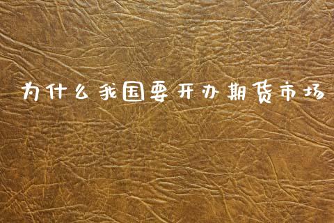 为什么我国要开办期货市场_https://m.qdlswl.com_恒指在线直播间_第1张