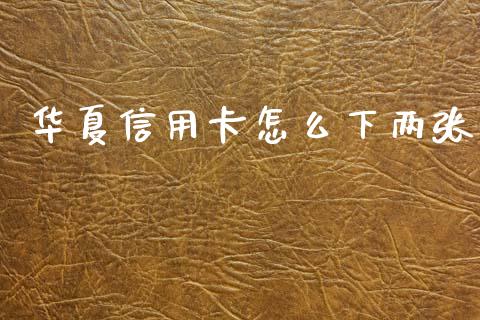 华夏信用卡怎么下两张_https://m.qdlswl.com_恒指德指直播室_第1张