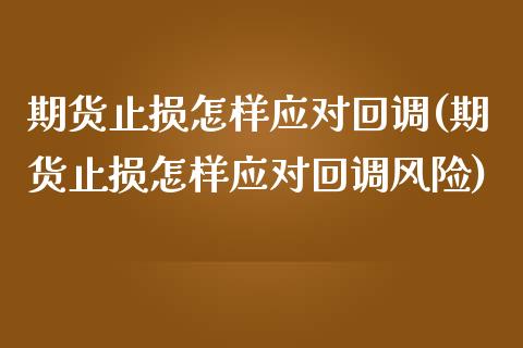 期货止损怎样应对回调(期货止损怎样应对回调风险)_https://m.qdlswl.com_纳指直播_第1张