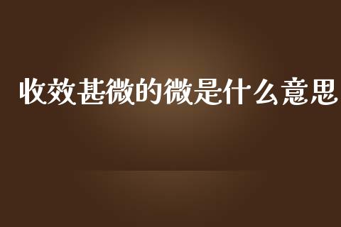 收效甚微的微是什么意思_https://m.qdlswl.com_纳指直播_第1张