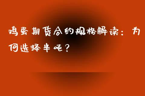 鸡蛋期货合约规格解读：为何选择半吨？_https://m.qdlswl.com_恒指在线直播间_第1张