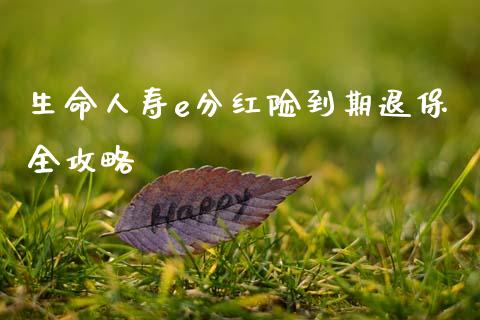 生命人寿e分红险到期退保全攻略_https://m.qdlswl.com_纳指直播_第1张