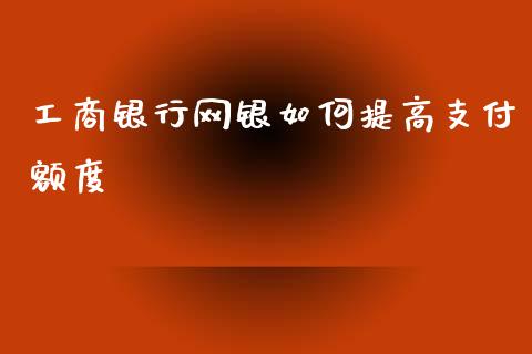 工商银行网银如何提高支付额度_https://m.qdlswl.com_恒指在线直播间_第1张