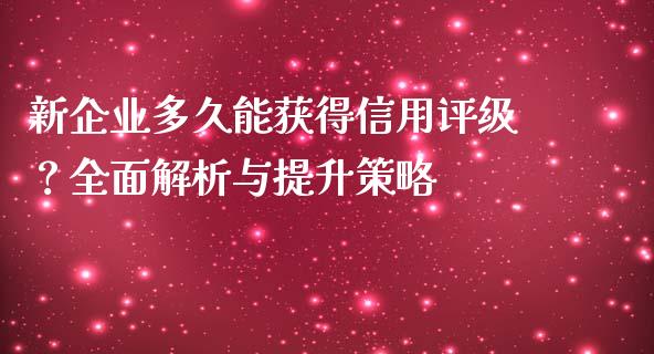 新企业多久能获得信用评级？全面解析与提升策略_https://m.qdlswl.com_纳指直播_第1张