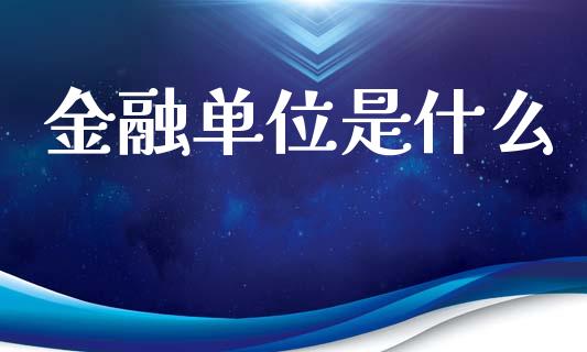 金融单位是什么_https://m.qdlswl.com_恒指德指直播室_第1张