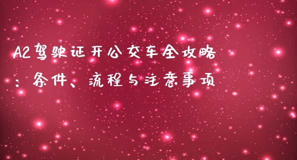 A2驾驶证开公交车全攻略：条件、流程与注意事项_https://m.qdlswl.com_恒指德指直播室_第1张