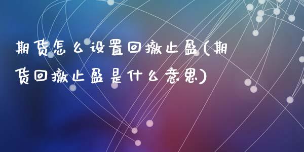 期货怎么设置回撤止盈(期货回撤止盈是什么意思)_https://m.qdlswl.com_恒指在线直播间_第1张