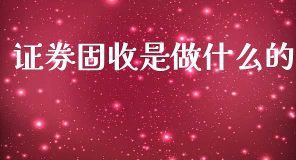 证券固收是做什么的_https://m.qdlswl.com_恒指德指直播室_第1张