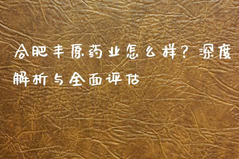 合肥丰原药业怎么样？深度解析与全面评估_https://m.qdlswl.com_恒生指数直播喊单_第1张