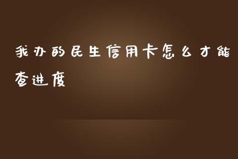 我办的民生信用卡怎么才能查进度_https://m.qdlswl.com_恒生指数直播喊单_第1张