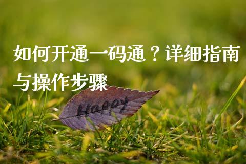 如何开通一码通？详细指南与操作步骤_https://m.qdlswl.com_恒生指数直播喊单_第1张