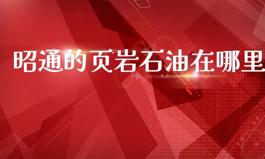 昭通的页岩石油在哪里_https://m.qdlswl.com_恒指德指直播室_第1张
