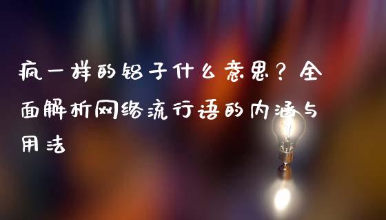疯一样的铝子什么意思？全面解析网络流行语的内涵与用法_https://m.qdlswl.com_恒生指数直播喊单_第1张