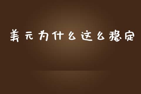 美元为什么这么稳定_https://m.qdlswl.com_纳指直播_第1张