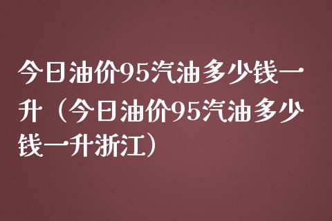 今日油价95汽油多少钱一升（今日油价95汽油多少钱一升浙江）_https://m.qdlswl.com_恒生指数直播喊单_第1张