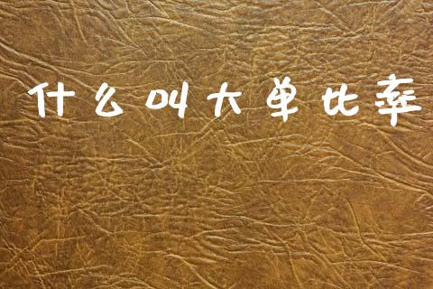 什么叫大单比率_https://m.qdlswl.com_恒指德指直播室_第1张