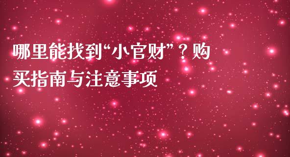 哪里能找到“小官财”？购买指南与注意事项_https://m.qdlswl.com_恒生指数直播喊单_第1张