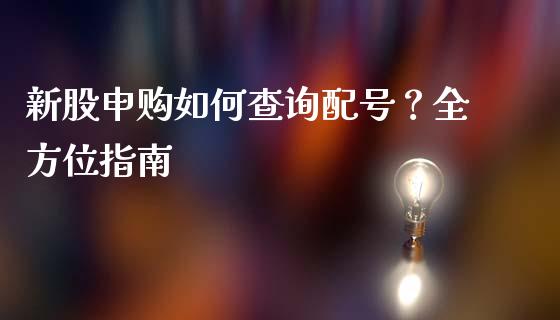 新股申购如何查询配号？全方位指南_https://m.qdlswl.com_纳指直播_第1张
