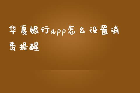 华夏银行app怎么设置消费提醒_https://m.qdlswl.com_恒指在线直播间_第1张