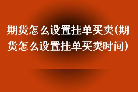 期货怎么设置挂单买卖(期货怎么设置挂单买卖时间)_https://m.qdlswl.com_恒生指数直播喊单_第1张