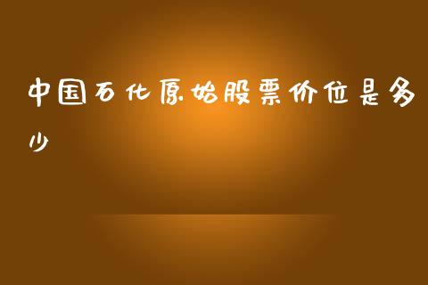 中国石化原始股票价位是多少_https://m.qdlswl.com_恒生指数直播喊单_第1张