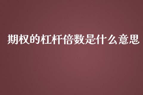 期权的杠杆倍数是什么意思_https://m.qdlswl.com_恒指德指直播室_第1张