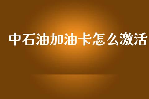中石油加油卡怎么激活_https://m.qdlswl.com_恒指德指直播室_第1张