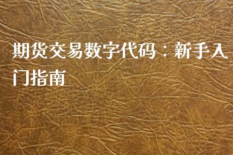 期货交易数字代码：新手入门指南_https://m.qdlswl.com_纳指直播_第1张