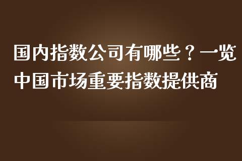 国内指数公司有哪些？一览中国市场重要指数提供商_https://m.qdlswl.com_恒生指数直播喊单_第1张