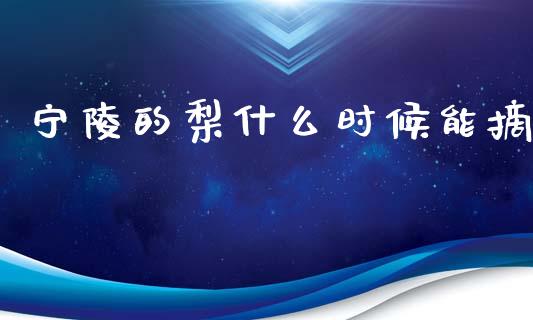 宁陵的梨什么时候能摘_https://m.qdlswl.com_恒指德指直播室_第1张