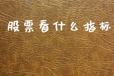股票看什么指标_https://m.qdlswl.com_恒生指数直播喊单_第1张