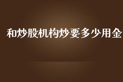 和炒股机构炒要多少用金_https://m.qdlswl.com_恒生指数直播喊单_第1张