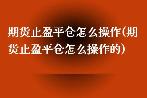 期货止盈平仓怎么操作(期货止盈平仓怎么操作的)_https://m.qdlswl.com_纳指直播_第1张