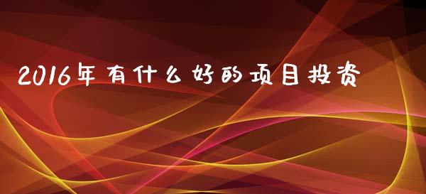 2016年有什么好的项目投资_https://m.qdlswl.com_恒生指数直播喊单_第1张