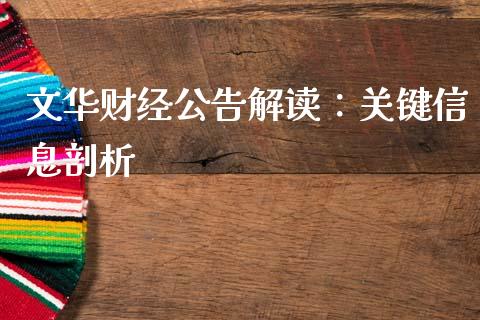 文华财经公告解读：关键信息剖析_https://m.qdlswl.com_纳指直播_第1张