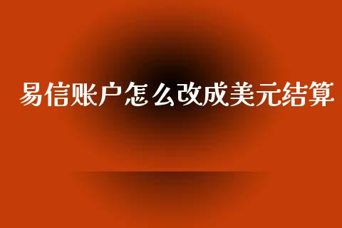 易信账户怎么改成美元结算_https://m.qdlswl.com_恒生指数直播喊单_第1张
