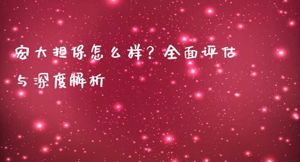 宏大担保怎么样？全面评估与深度解析_https://m.qdlswl.com_纳指直播_第1张