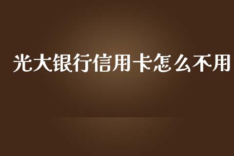 光大银行信用卡怎么不用_https://m.qdlswl.com_纳指直播_第1张