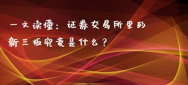 一文读懂：证券交易所里的新三板究竟是什么？_https://m.qdlswl.com_纳指直播_第1张