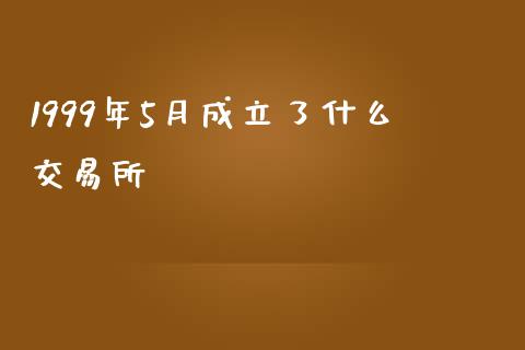 1999年5月成立了什么交易所_https://m.qdlswl.com_恒指德指直播室_第1张