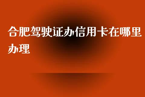 合肥驾驶证办信用卡在哪里办理_https://m.qdlswl.com_恒生指数直播喊单_第1张