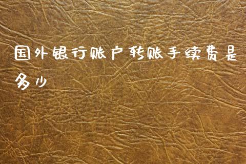 国外银行账户转账手续费是多少_https://m.qdlswl.com_恒生指数直播喊单_第1张