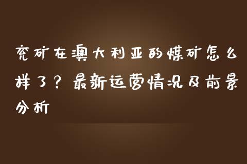 兖矿在澳大利亚的煤矿怎么样了？最新运营情况及前景分析_https://m.qdlswl.com_恒生指数直播喊单_第1张