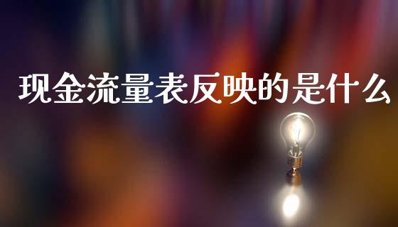 现金流量表反映的是什么_https://m.qdlswl.com_恒指在线直播间_第1张