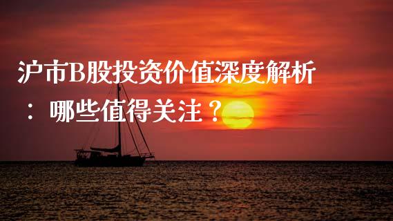 沪市B股投资价值深度解析： 哪些值得关注？_https://m.qdlswl.com_纳指直播_第1张